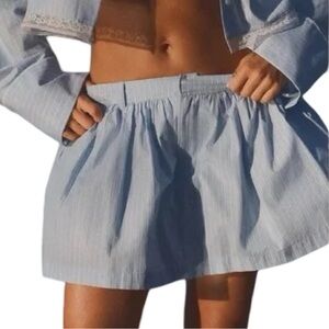 Zara Blue Striped Skort Mini Skirt Minimalist effortless chic Preppy Old Money